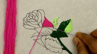 Rose Embroidery is the best embroidery work by hand to practice needlework for beginners