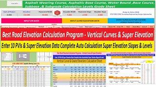 Best Road Elevation Calculation Program - Vertical Curves & Super Elevation