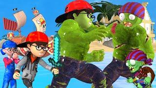 Scary Teacher 3D - NickHulk vs Giant Zombies on the Island - Best Troll Nick and Tani Fun Animation