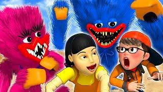 SQUID GAME 오징어 게임 - Scary Teacher 3D Vs Huggy Wuggy & Kissy Missy Candy Shape Challenge BuzzStar #4