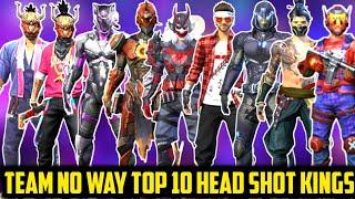 Team No Way Top 10 Head Shot Kings || Team No Way Top 10 best Pro Players || Free fire Tricks Tamil