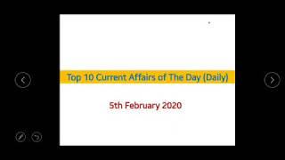 Daily Top 10 Current Affairs (MCQ Format) | 5th February 2020 | For Bank, SSC, Railway and Other