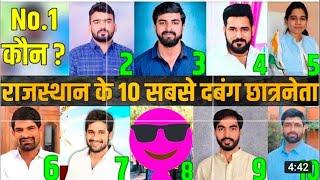 राजस्थान के top 10 दबंग छात्रनेता  एंव अध्यक्ष  Top  10  student leaders in rajasthan