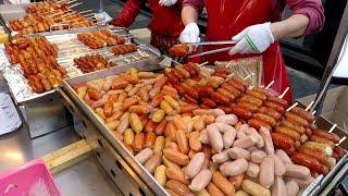 Best Korea Street Food in Seoul. Sausages, Squids, Lobsters, Scollops and more in Myeongdong