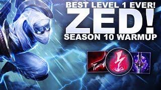 THE BEST LEVEL 1 EVER! BACK ON ZED! - SEASON 10 WARM UP! | League of Legends