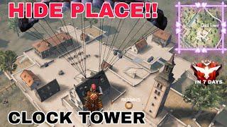 Top 10 Hide Place in Clock Tower | Tips and Tricks | Free Fire Gameplay | The Legend