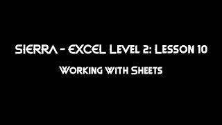 Level 2 Excel Lesson 10: Working with sheets