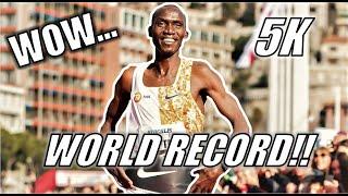 Joshua Cheptegei's DOMINANT 5k WORLD RECORD! || 12:51 - WOW!!