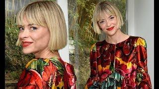 Jaime King models a floral dress as she shows off her culinary skills while making a gluten-free tre