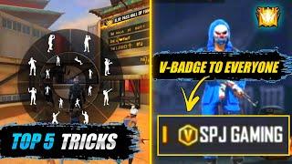 TOP 5 TIPS AND TRICKS IN FREE FIRE || V-BADGE TO EVERYONE