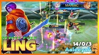 Ling Perfect MANIAC with New Skin | Street Punk Ling Gameplay | Top Global Ling by Aaleeyah ~ MLBB