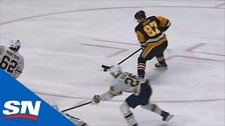 Sidney Crosby Skates Up Centre Ice To Lay In Backhanded Goal