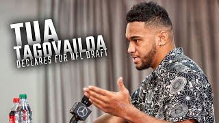 Watch as Alabama quarterback Tua Tagovailoa declares for the NFL Draft