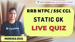 Static GK Live Quiz (Part-1) | Target SSC CGL/RRB NTPC Exam | Monika Dua