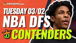 DRAFTKINGS NBA DFS PICKS TODAY | Top 10 ConTENders Tue 3/2 | NBA DFS Simulations