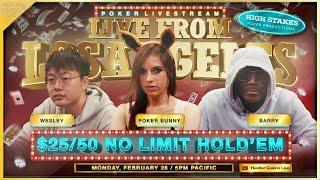 Poker Bunny, Wesley, Barry, DJ Washburn - $25/50 NL - Commentary by Marc Goone