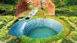 How To Build The Most Amazing Swimming Pool Water Slide Around Secret Underground House