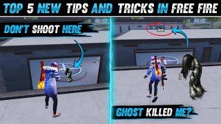 TOP 5 UNKNOWN TRICKS IN FREE FIRE | GHOST TRICK - DANGEROUS PLACE IN FREE FIRE | FREE FIRE TRICKS