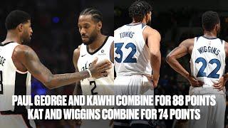 Kawhi Leonard (42 PTS) and Paul George (46 PTS) Face-Off vs KAT (39 PTS) and Andrew Wiggins (34 PTS)