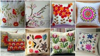 Top Latest Hand Embroidery Flowers Cushion Covers Designs Ideas / Pillow Cover design / H H C