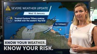 Severe Weather Update: TC Tiffany making landfall over the eastern Top End - 12 Jan 2022