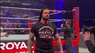 Roman Reigns Spear to Brock Lesnar at Royal Rumble 2022