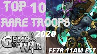 TOP 10 RARE TROOPS | Gems of War best troops | TOP TEN LIST rare base cards w/ some teams