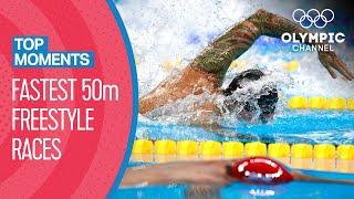 Top 10 Fastest Ever Men's 50m Freestyle at the Olympics | Top Moments