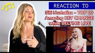 Voice Teacher reacts to Siti Nurhaliza - TOP 10 Amazing KEY CHANGE while BELTING LIVE