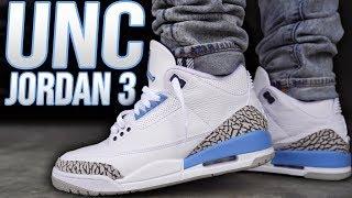 JORDAN 3 UNC VALOR BLUE REVIEW AND ON FOOT !!!