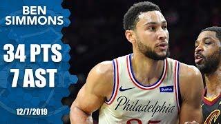 Ben Simmons hits 2nd NBA 3-pointer, scoring 34 for 76ers vs. Cavaliers | 2019-20 NBA Highlights