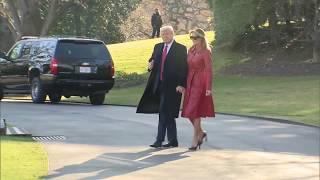 PRESIDENTIAL DEPARTURE: President Trump and Melania Trump Marine One Departure