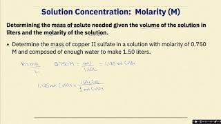 AP Chemistry Intro to Solutions and Aqueous Reactions Part 1 Concentrations of Solutions