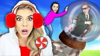 GIANT SNOW GLOBE PRANK ON BEST FRIEND CRUSH! (24 Hour Challenge on Roof) Rebecca Zamolo