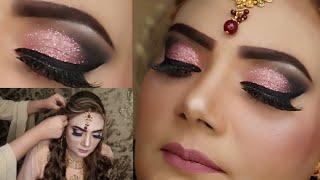 Pink Glam Cat Smokey Eyes Makeup Tutorial | Pink Glitter Smokey Eye Makeup Tutorial